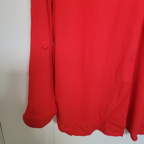 Roz & Ali Long Sleeved Button Detail Sheer Rayon Red Blouse Size L - Picture 5 of 7